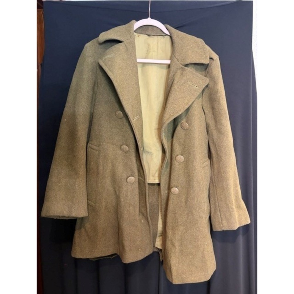 WW2 Vintage US Army Wool Over Coat Cut-Down 34R